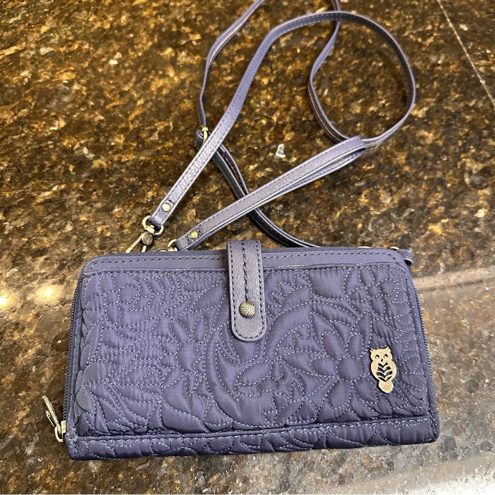Sakroots Navy Wallet Crossbody Bag, Compact Travel Quilted Wristlet